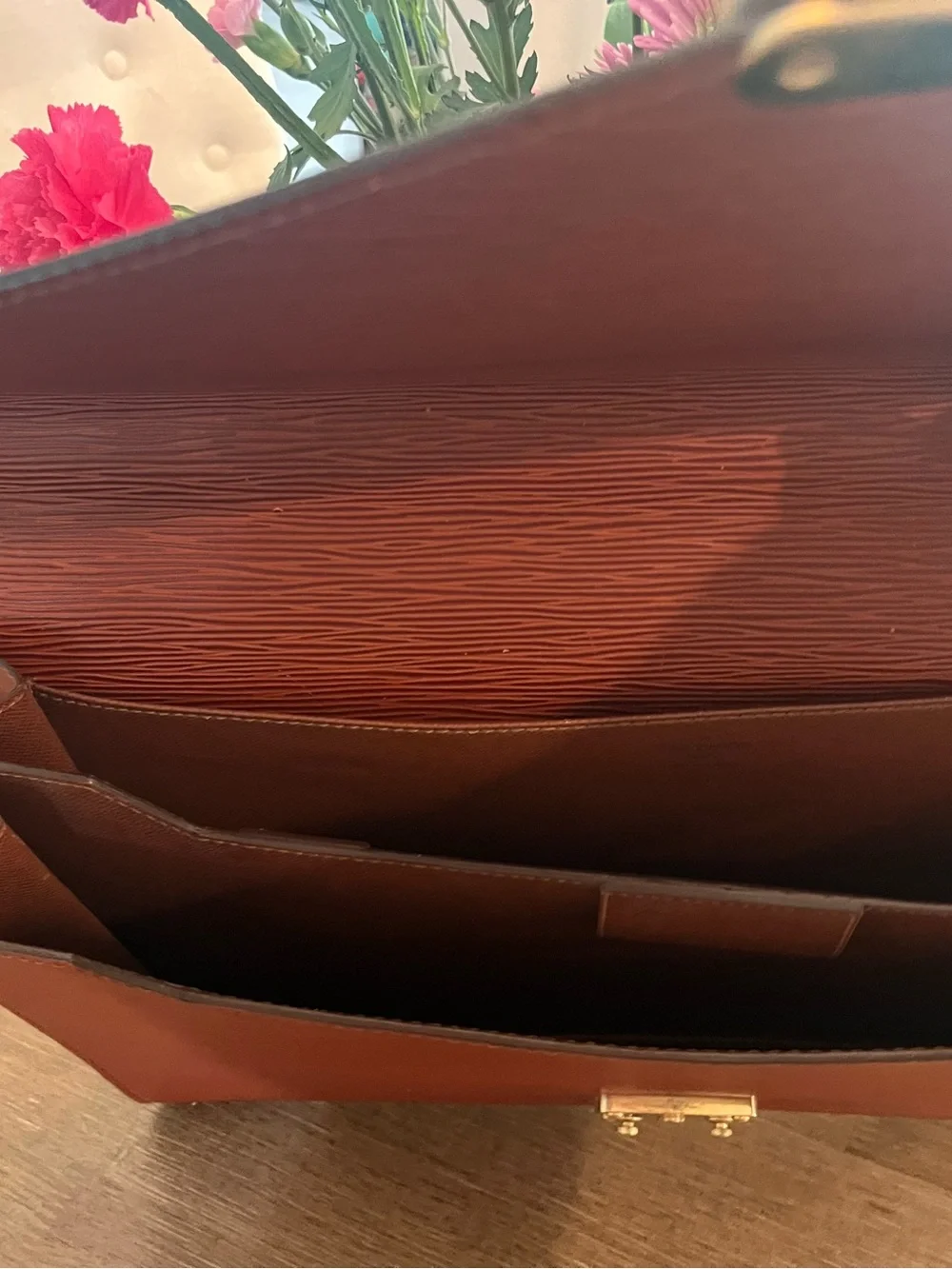Brown Epi Leather Briefcase with Gold Hardware